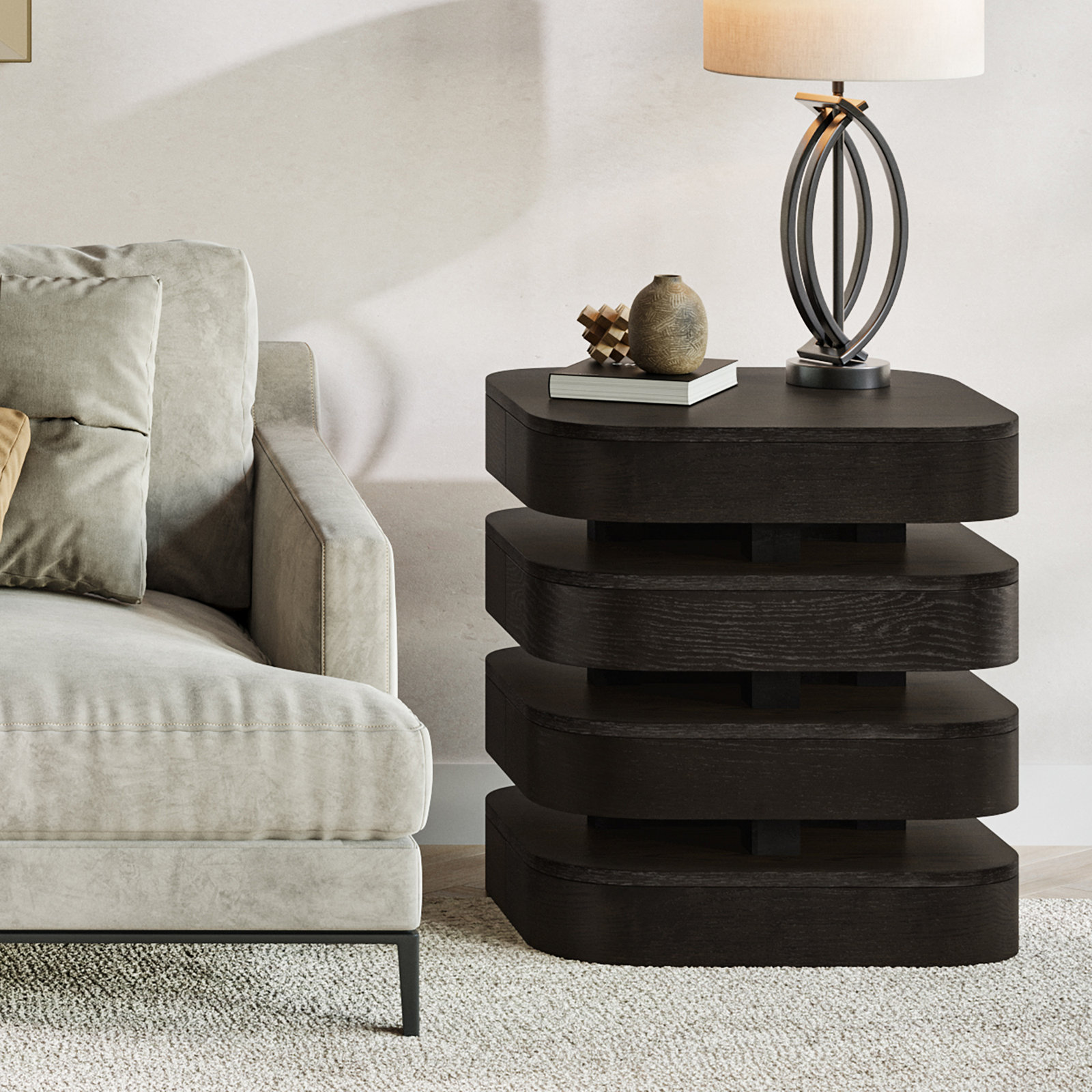 Bowmin End Table, Espresso Wood