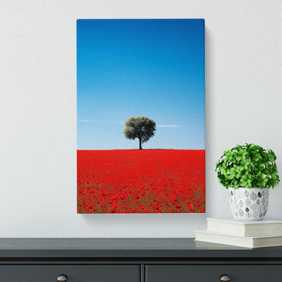 Poppy Field Minimalism - Wrapped Canvas