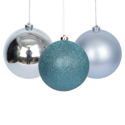 Christmas Baubles 3 Pack, Shatterproof Tree Decorations with Glitter, Matte and Shiny Finishes