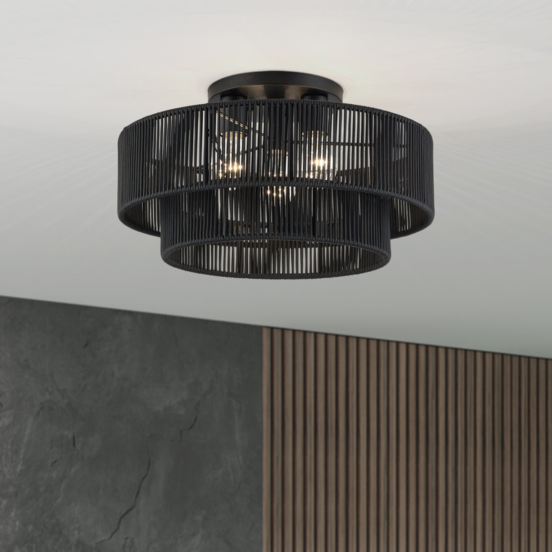 Acordia Black Large Semi-flush, 10" H x 18" W x 18" D, Black, Matte Black