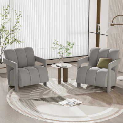 Fauteuil de loisir moderne 26,3 po avec accoudoirs en forme de L, tissu en polyester pour salon