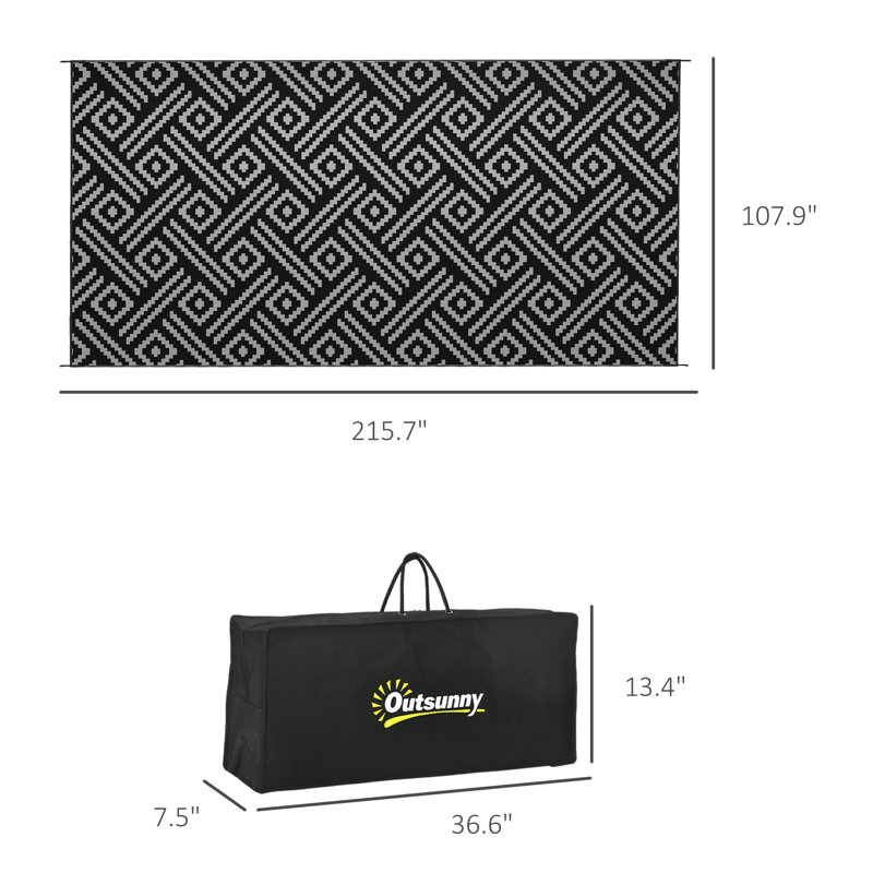 Tapis d'extérieur réversible Outsunny, Tapis de couloir de 9 pi x 18 pi
