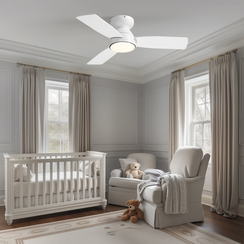 Ventilateur de plafond standard à DEL à 3 pales 32 po avec ensemble d'éclairage et télécommande, Blanc, Blanc, 32"