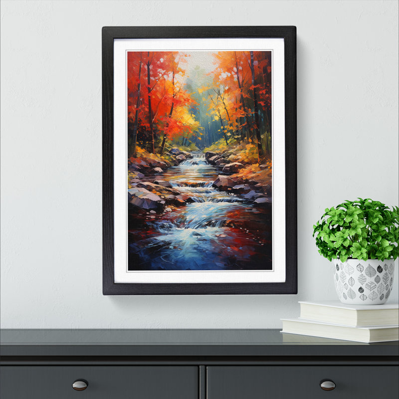 Stream Impressionism - Single Picture Frame Print on Wood, Black, 64" H x 46" W x 2" D