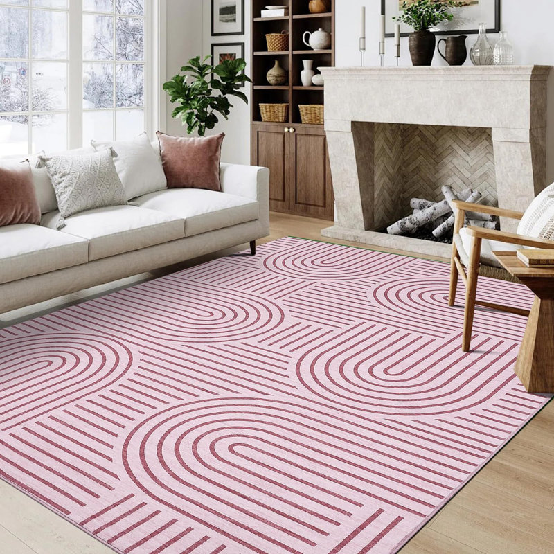 Machine Printed Area Rug, Pink, Rectangle 80 x 150 cm