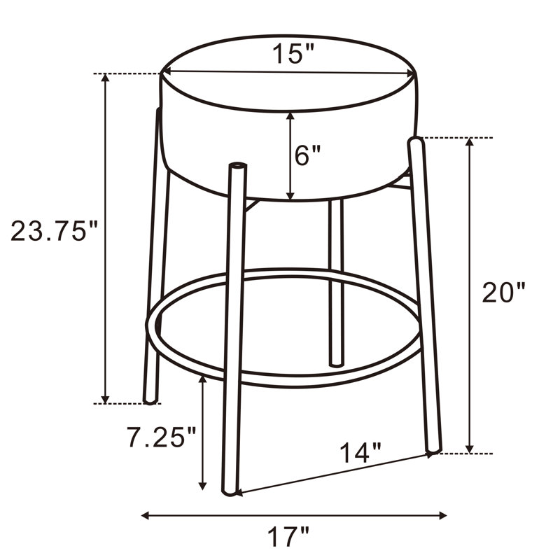 Tabouret Kennley, Petit tabouret (siège d'une hauteur de 23,75 po), Gris