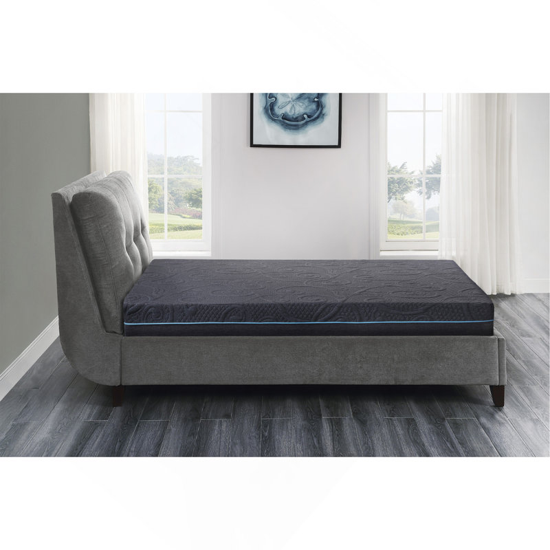 Matelas de lit hybride en mousse viscoélastique imprégnée de gel, gris foncé, matelas dans une boîte, 8", Lit simple