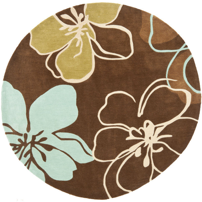 Modern Art Hand Tufted Performance Floral Rug, Round 7'