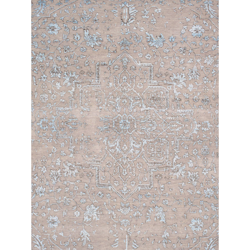 Transitional Silver/Aqua Area Rug