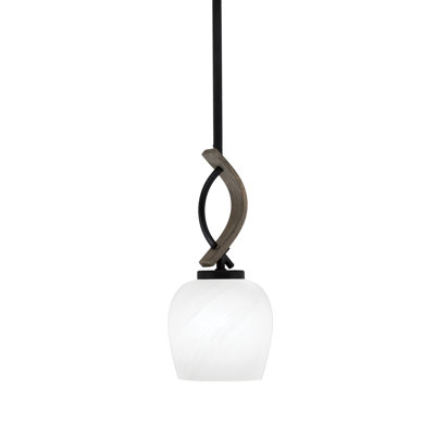 Mini-luminaire suspendu avec tige Hallmann avec verre en marbre blanc de 6 po