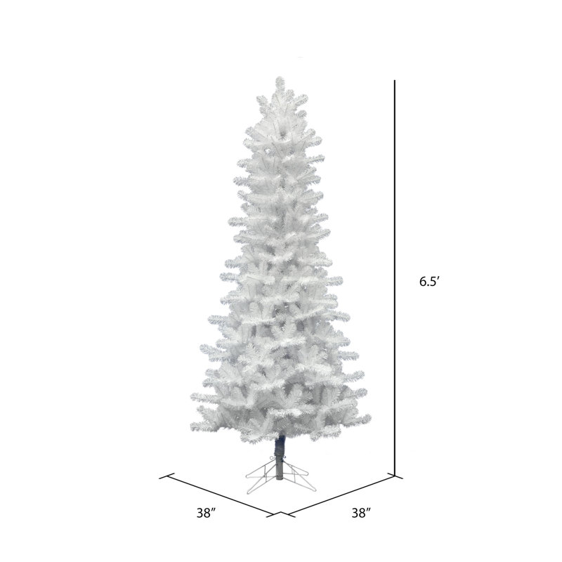 Slim Crystal White Pine Artificial Christmas Tree with Stand, Unlit, 6.5' H