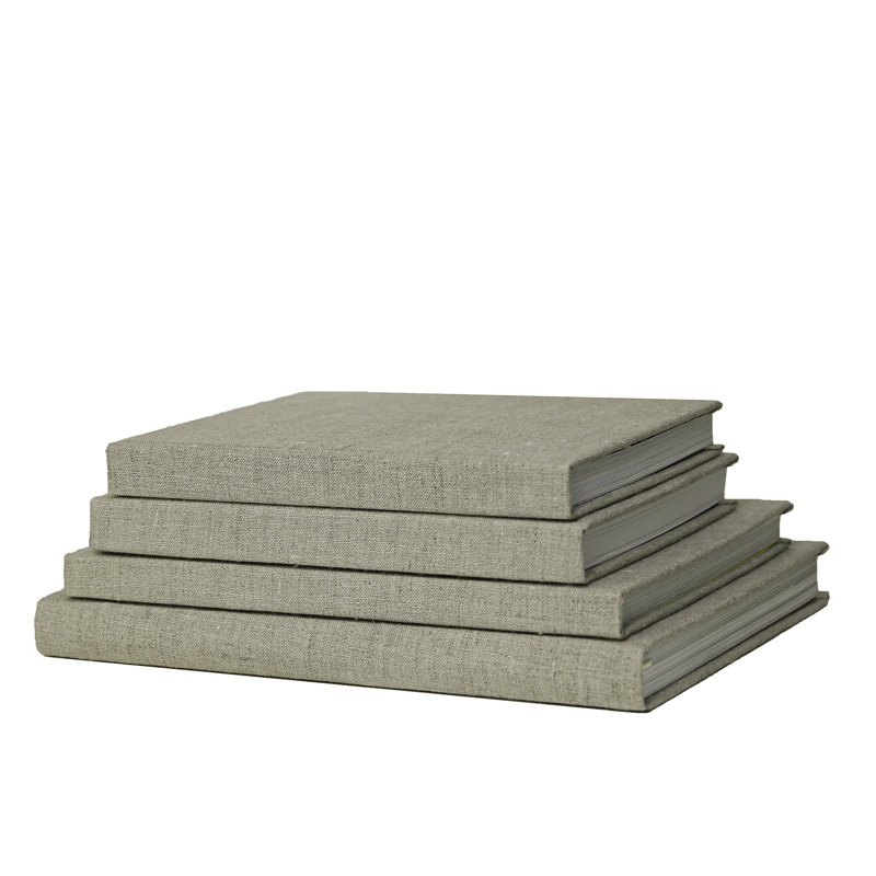 Linen Wrapped Coffee Table Stack, Tan