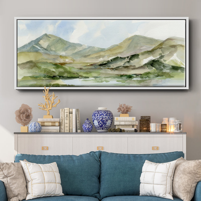 Serene Mountains II- Framed Canvas, 24" H x 60" W