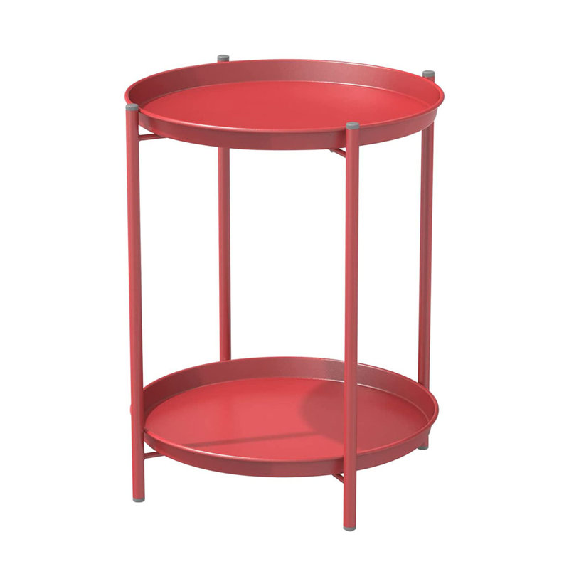 Eucleides Steel Tray Top End Table, Red