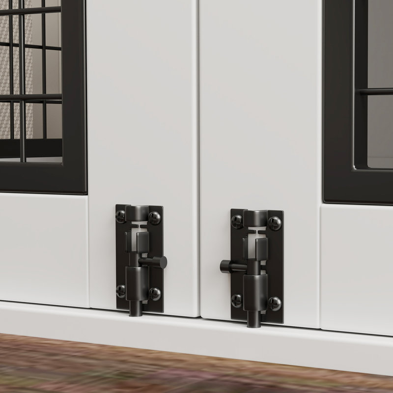 Meuble pour chien 44 po avec portes doubles, pour chien de taille moyenne, 44 po, blanc
