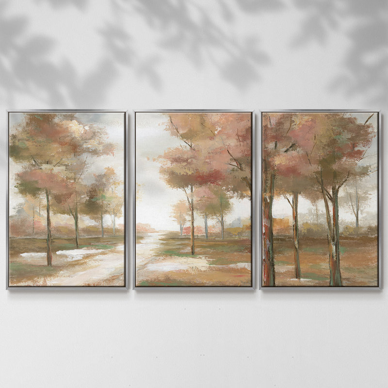 «Pastel Park», reproduction sur toile flottante 3 pièces, H 24 po x l 48 po x P 2 po, Argent