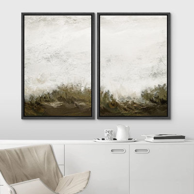 Minimal Landscape " Modern Art Print Grunge Abstract Landscape Minimalistic Wall Art " 2 - Pieces