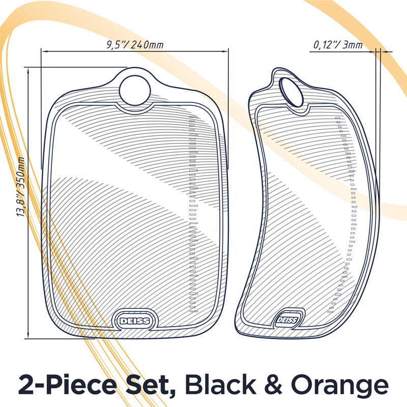 Ensemble de 2 planches à découper en tpu durables Deiss Lux pour cuisine, planche à découper antidérapante à double face, règle intégrée, grande planche à découper flexible, rainures à jus profond, lavable au lave-vaisselle