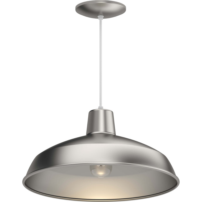  1-Light Indoor Brushed Nickel Inverted Bowl Barn Farmhouse Hanging Pendant, Brushed Nickel