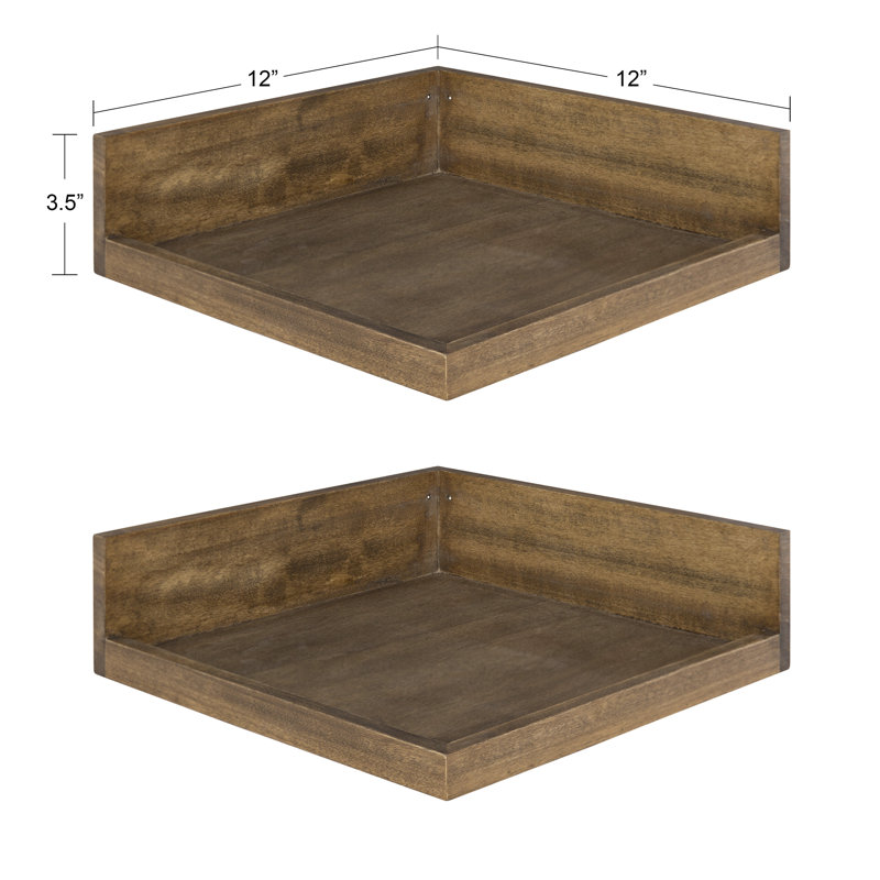 Kinta 2 Piece Square Accent Shelf, Brown