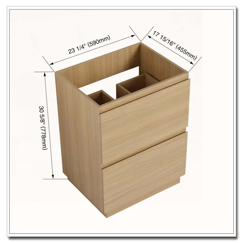 Freestanding Bathroom Cabinet Vanity With Double Drawers Easy To Assemble, Oak