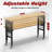 70'' Solid Wood Top Height-Adjustable Workbench with Wheels & Power Outlet & Pegboard-1216560502