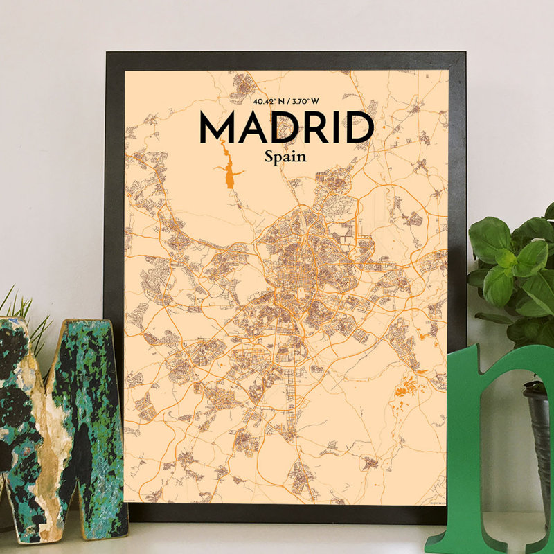 Madrid City Map - No Frame Print, 91.4cm H x 61cm W x 0.1cm D