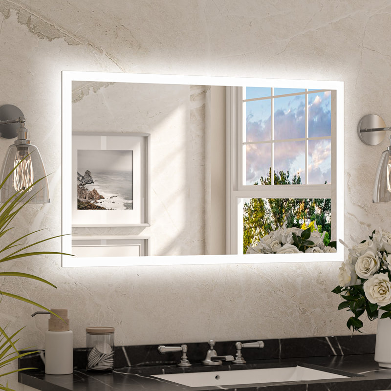 Front & Back LED Sensor Bathroom Vanity Mirror With Human Body Induction Wall Mirror Dimmable Anti Fog, 24" x 40"