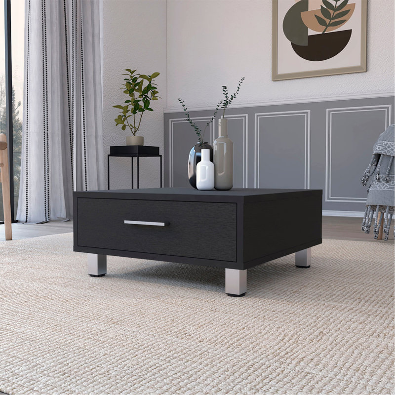 Coffee Table, Four Legs, One Drawer