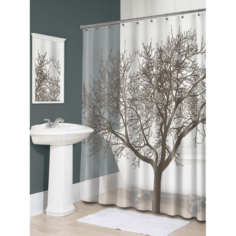 Rideau de douche simple arbre de vie en vinyle Circletree, Moka