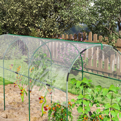 Tunnel Tomato Greenhouse with 4 Hoops and Top Tap, Pointed Bottom and Guy Ropes, 400 x 123 x 171 cm
