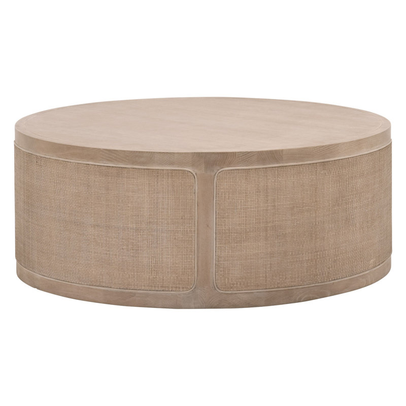 Gray Round Wood Lift-Top Coffee Table with Storage