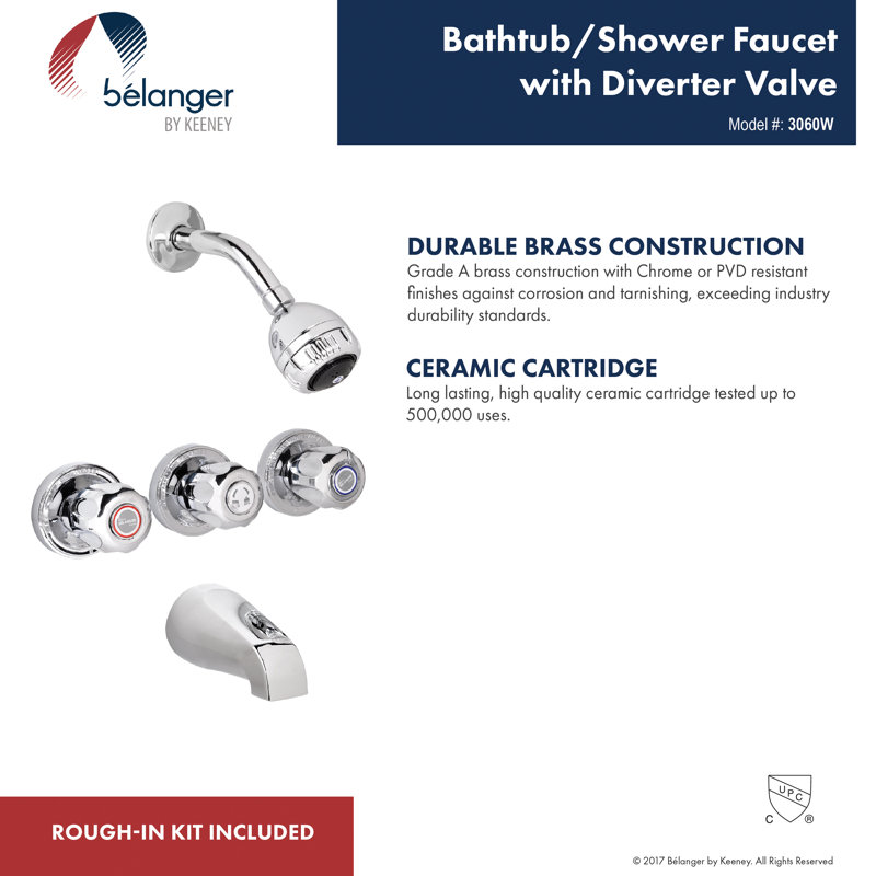 Polished Chrome Wall Mounted Shower Faucet with Three Handles