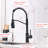 Contemporary Black Kitchen Faucet With Pull Down - Single Handle For Sink Out Coating