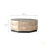 Table basse octogonale, table centrale en bois de style rétro de 38 po avec motif en relief tridimensionnel, grande table basse de centre de table ronde rustique pour le salon