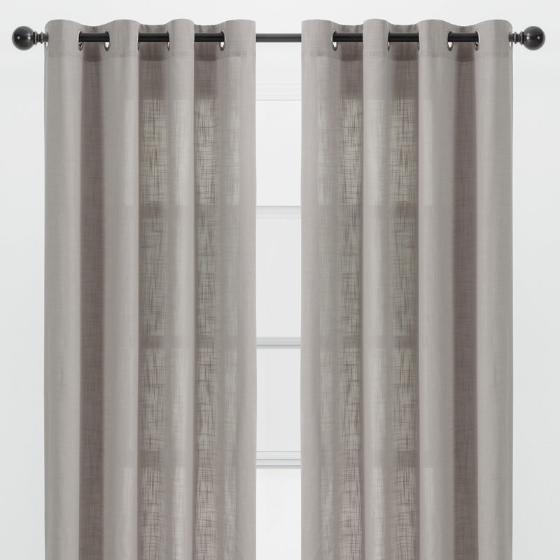 Paire de rideaux semi-transparents avec œillets Monge, L 52 po x L 63 po, Taupe