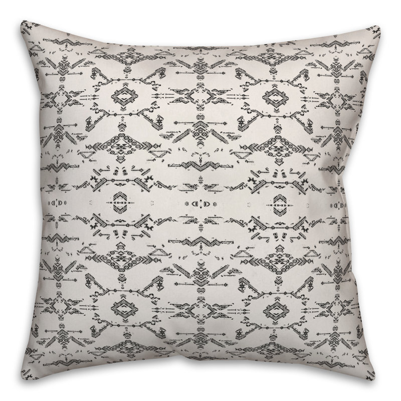  Coussin Faded, Blanc / noir, 16 po x 1 po