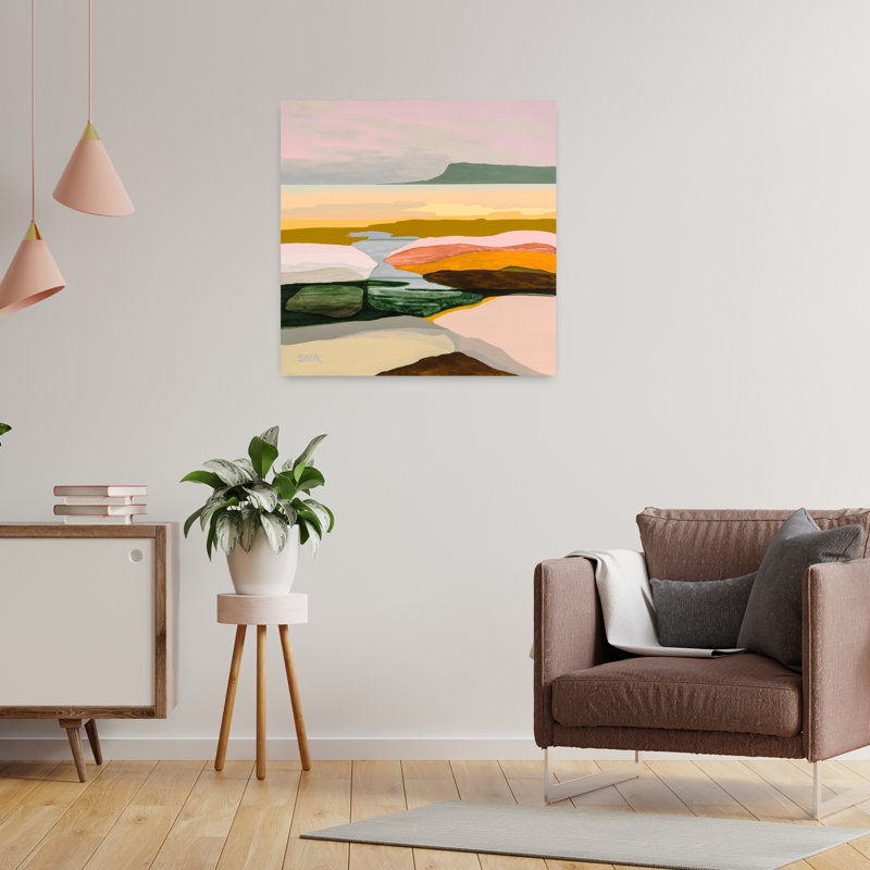 Art contemporain contemporain, paysage de plage abstrait, H 24 po x l 24 po