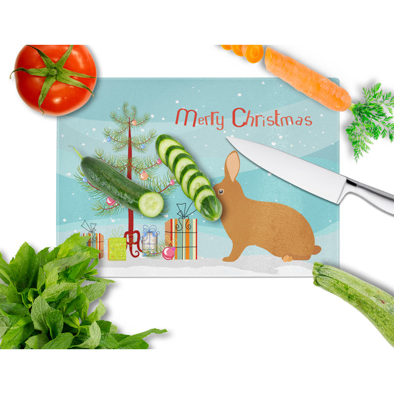 Planche à découper lapin de noël en verre trempé caroline