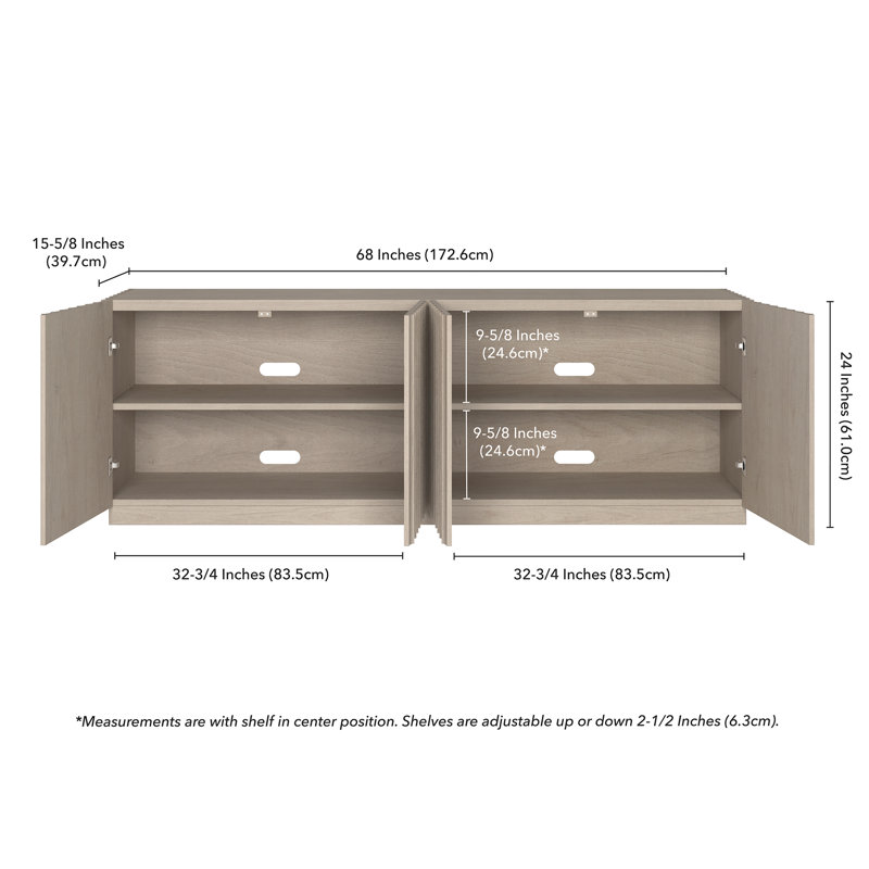 Marion Rectangular Fluted TV Stand for TV's up to 75" in Alder White, Alder White