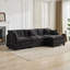 Canapé noir modulaire 3 places en chenille noire, canapé modulaire rembourré moderne pour le salon, appartement avec repose-pieds non inclus