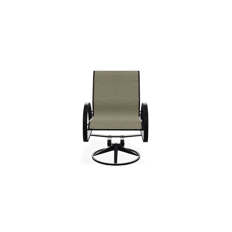 Fauteuil de patio pivotant Hiraku, Bristol taupe Sunbrella®, Noir texturé