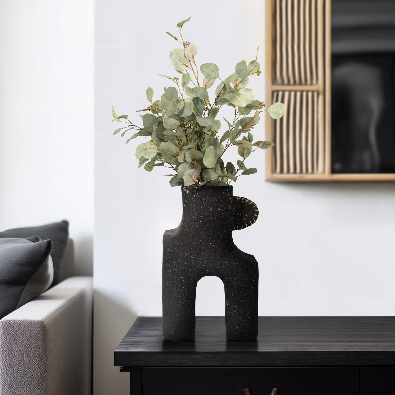 Wisner Table Vase, 19" H x 12" W x 6" D, Black