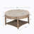 Round Tufted Upholstered Fabric Ottoman
