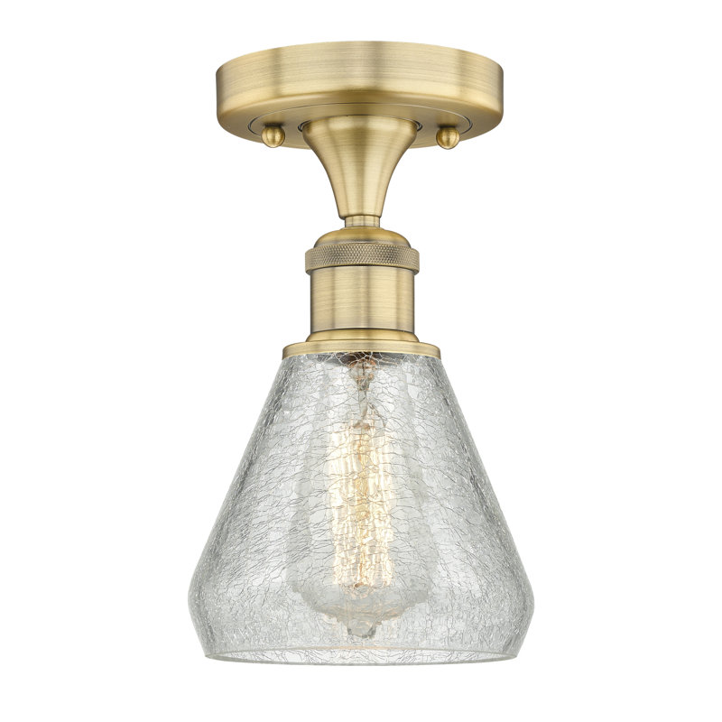 Ayios Glass Semi Flush Mount, Brushed Brass