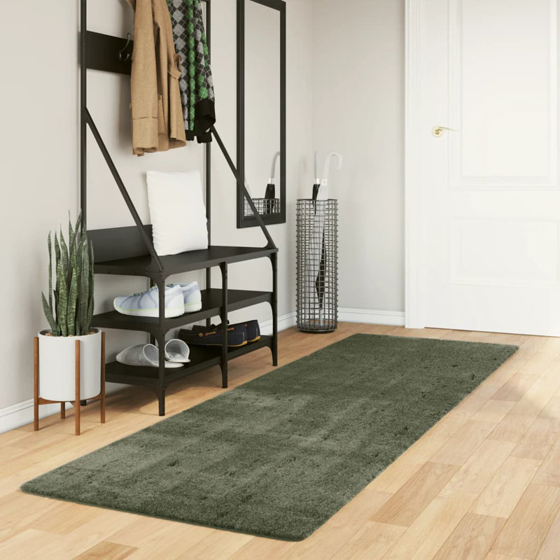 Rug "HUARTE" Short Pile Soft and Washable Forest Green, Rectangle 100 x 200cm