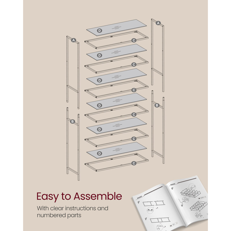 6-Tier Glass Shelf  Bookshelf, Gold