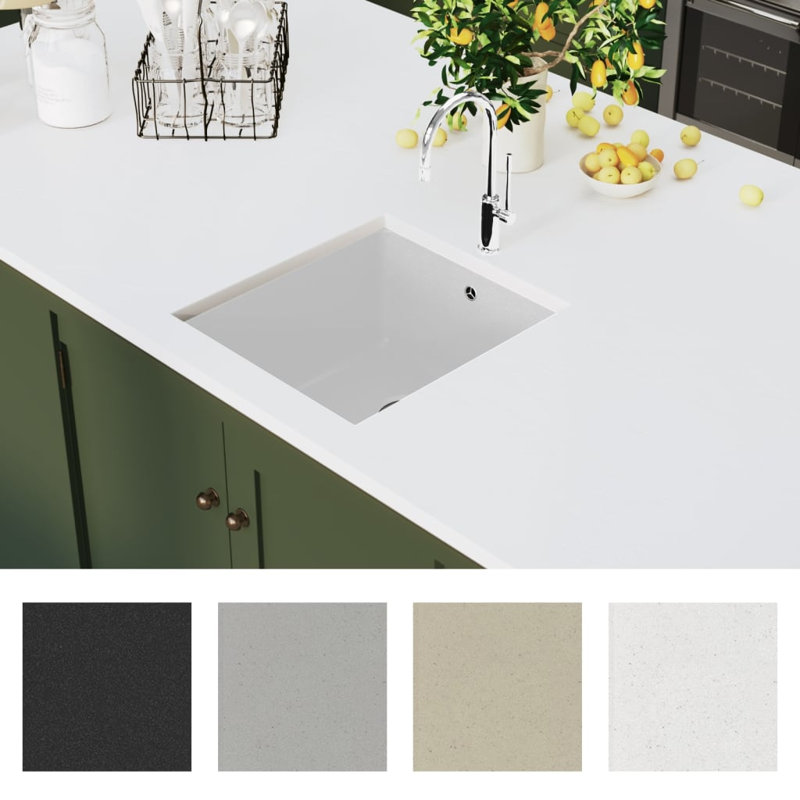 vidaXL Granite Kitchen Sink Single Basin White, White