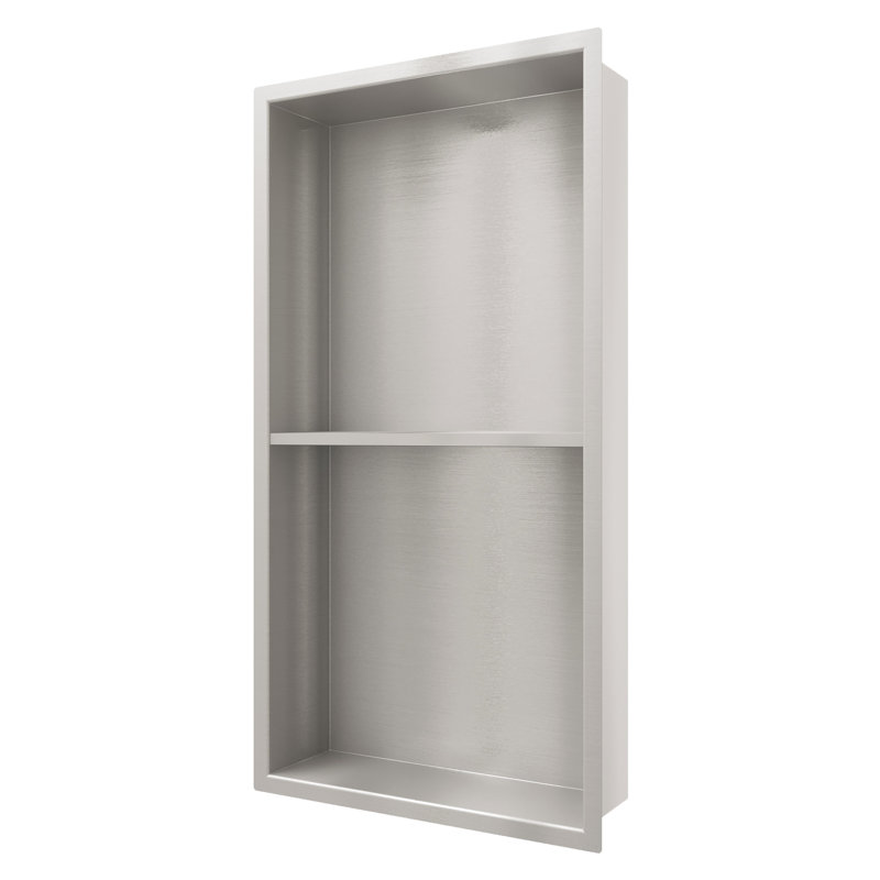 25"H x 13"W x 4"D Double-Layer Recessed Shower Niche, No Tile Needed,Brushed Nickel, Brushed Nickel