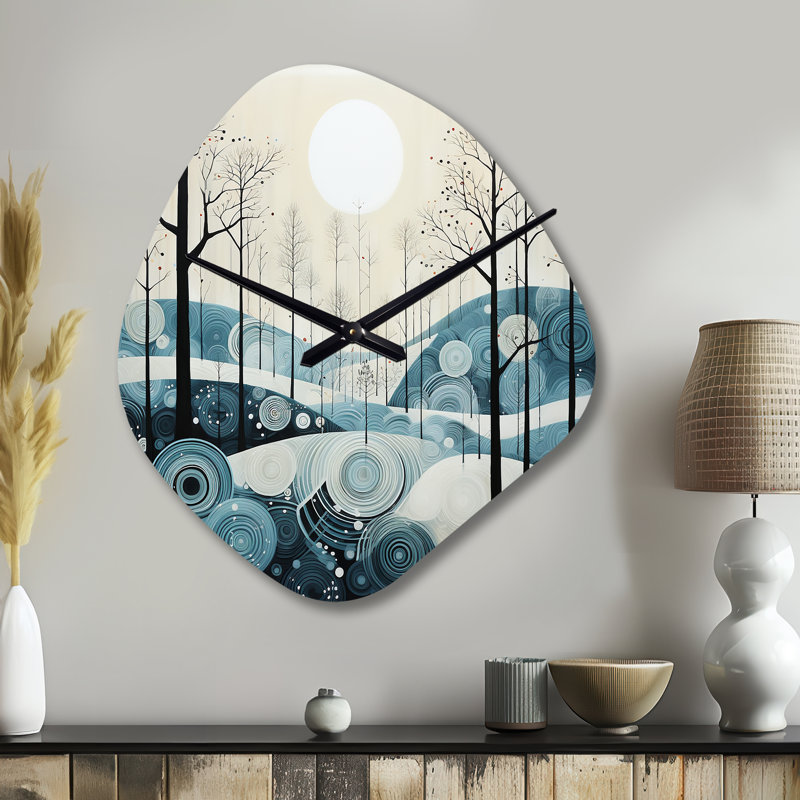 Sculpture horloge murale bleue et blanche moderne scandinave Serenade II - forme nébuleuse bleue, Petit
